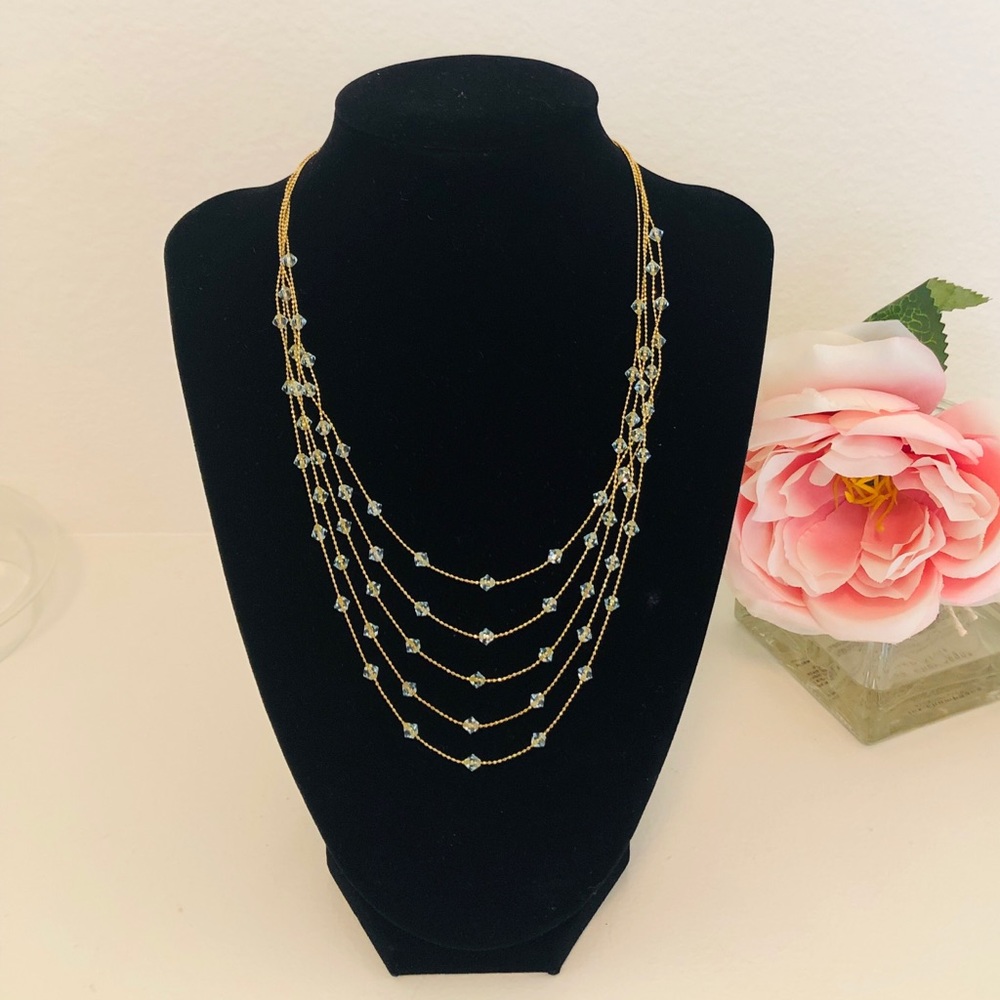 Boho Gold Layered Necklace With Precious Stones